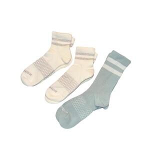 Bombas Vintage Stripe 2 Pairs Quarter Cut/ 1 Pair Blue Calf Socks Size L NWOT